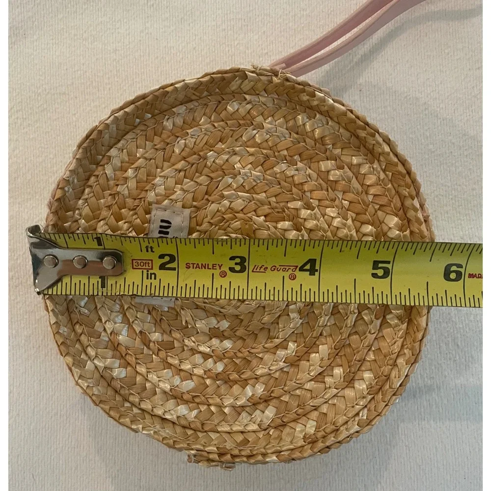 Miu Miu Parfums Round Woven Straw‎ Wristlet Vanity Case Cosmetic Travel Bag Gym